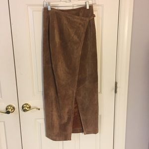 100% genuine leather maxi skirt